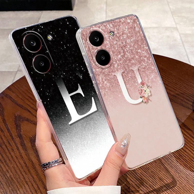 Couple Phone Case For Xiaomi Redmi Turbo 5 /Xiaomi Poco X8 Pro 5G Lucky Letter Flower Pattern Clear TPU Anti-scratch Soft Casing