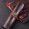 Seal & Stone Carving Knife Leather Sheath Roll-Up Storage Bag with Vintage Pen Pouch - Tungsten White Steel Knife Sheath Included.
