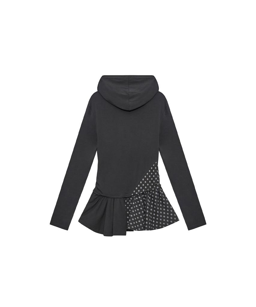 Tansanmageunesyum Button Hooded Layered Dress (Charcoal)