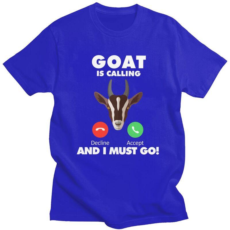Male My Goat Is Calling T Shirts Streetwear Short Sleeves 100 Cotton Animals Lover Colthing Leisure Design Graphic Tee Tops