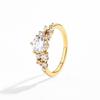 Golden Meteor Moissanite Diamond Ring: 14K Gold Electroplated 925 Silver with Small Diamonds, Luxury Women's Ring for Banquets