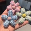 1 PCS New Plaid Flower Bowknot Pearl Shoe Clip High-End Accessory Vintage Fabric for Women and Girls Sneakers Flat Shoes Charms