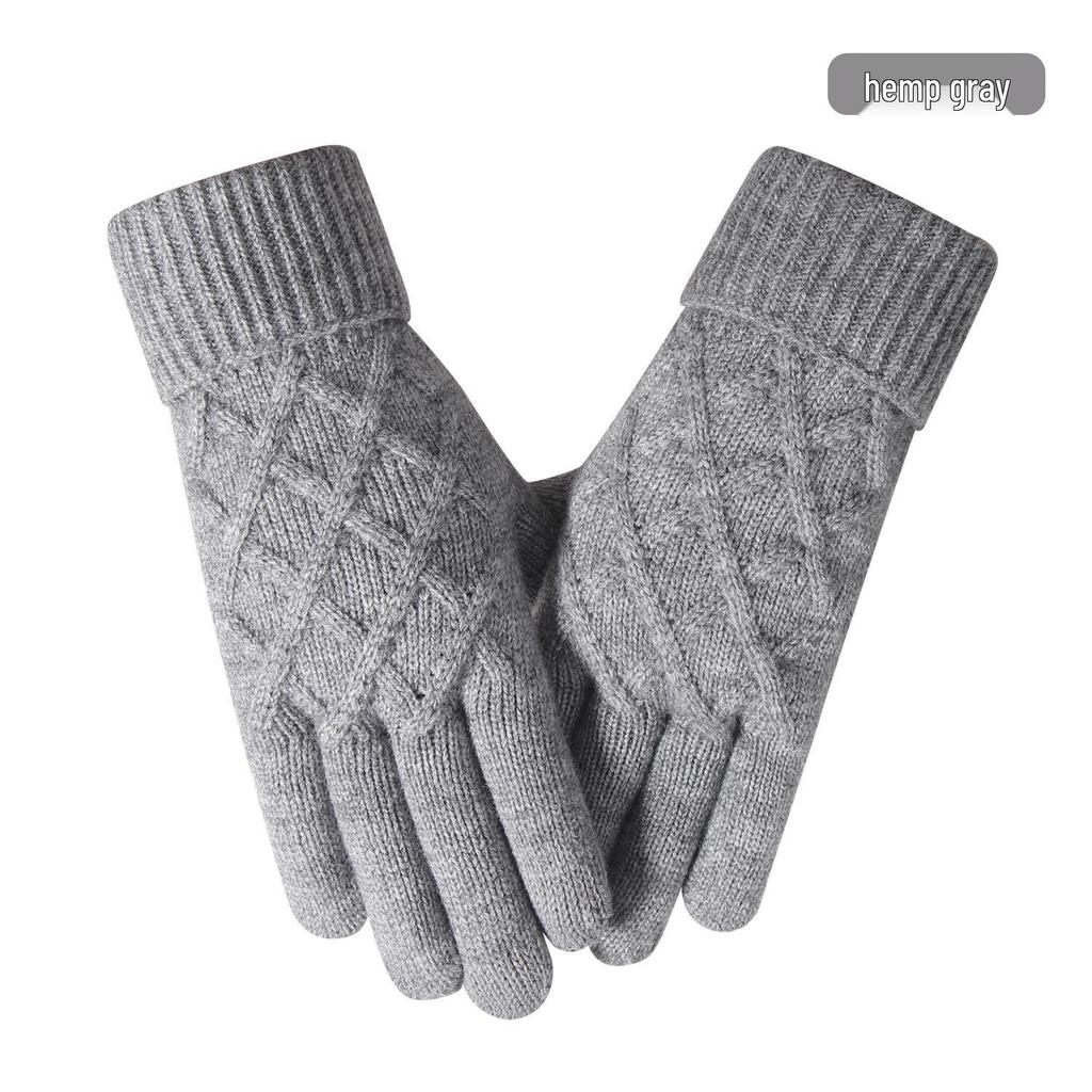 Warm Knit Touchscreen Gloves for Women - Windproof, Double-Layer Winter Cycling & Office Cold Protection