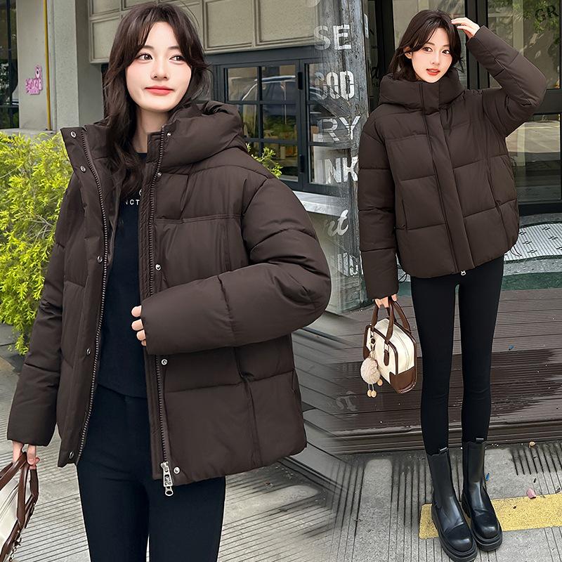 Small short cotton clothes women's fashion hooded thickened design autumn and winter candy color bread clothes jacket