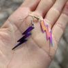 Hip Hop Punk Purple Neon Colors Lightning Stainless Steel Pendant Dangle Earrings for Women Personality Fashion Jewelry Gifts