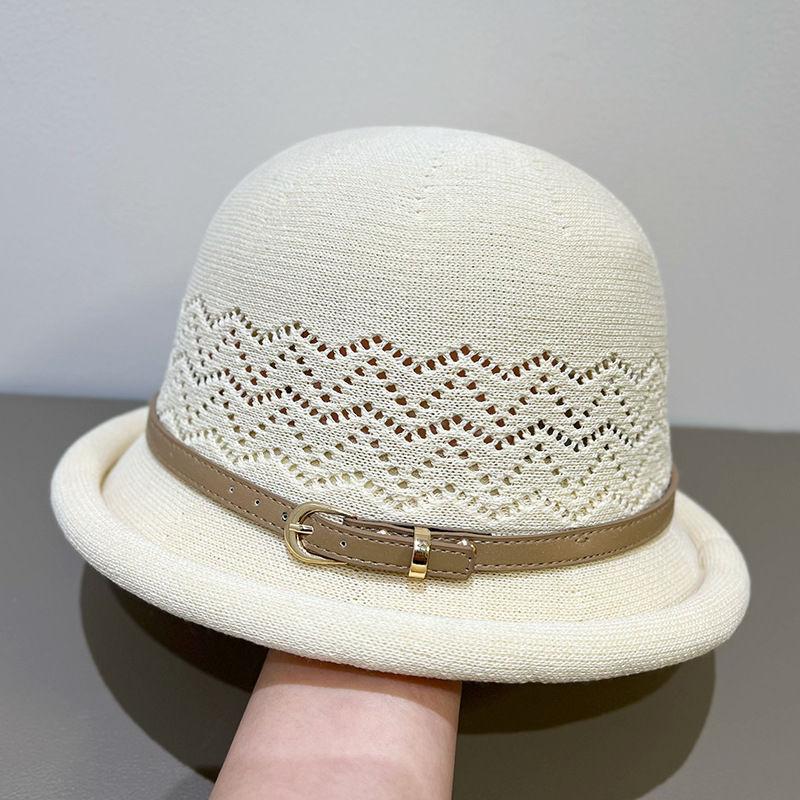 Neuer Stil Schnalle Kante Modischer Zylinder für Damen Dünner und Atmungsaktiver Sommer Sonnenschutz Kuppel Beckenhut