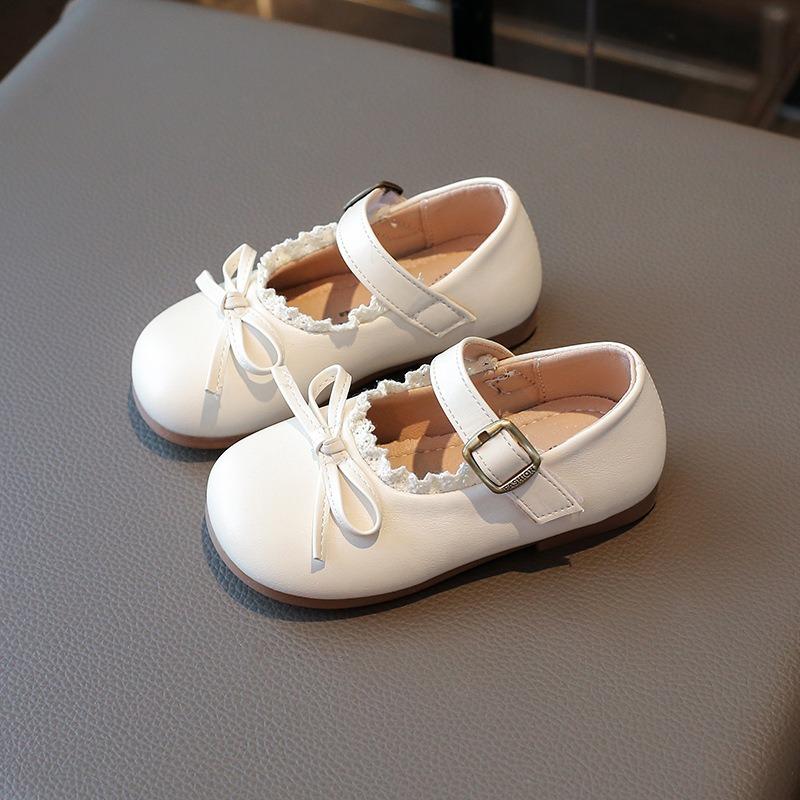 Girls Kids Korean Style Bowknot Princess Leather Shoes Soft Sole Casual Single Shoes