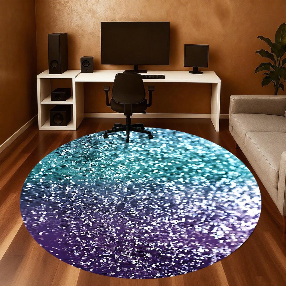 1pc Glitter Gradient Round Chair Mat Office Area Rug - Non-Slip, Floor Mat for Office, Bedroom, and Indoor Decor P127112