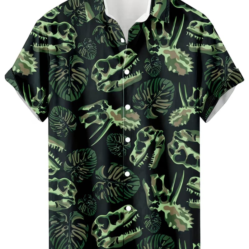 

Men s printed short sleeve button-down shirt with 3D heat transfer pattern, casual beach vacation street style XXL