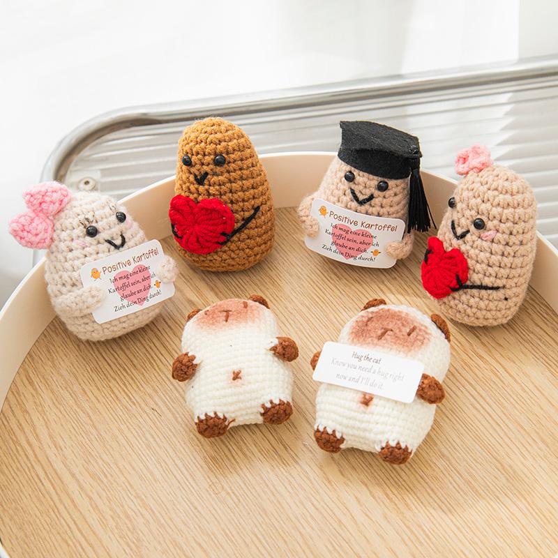 Crochet Energy Potato Crochet Doll Fruits Animals Handmade Knitting Dolls Cute Dr. Doll Room Motivational Decor Graduation Gift