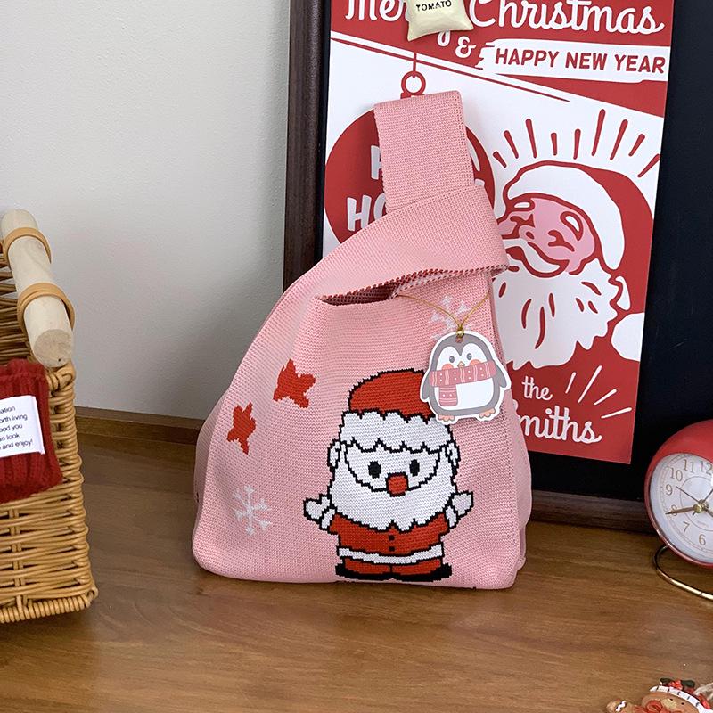 Festive Christmas Knit Tote Bag: Creative Handbag for Gifts & Candy