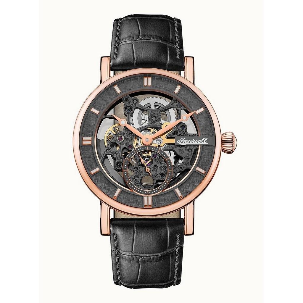 

Ingersoll The Herald Автоматические мужские часы с кожаным ремешком и черным скелетонизированным циферблатом I00403B чёрный