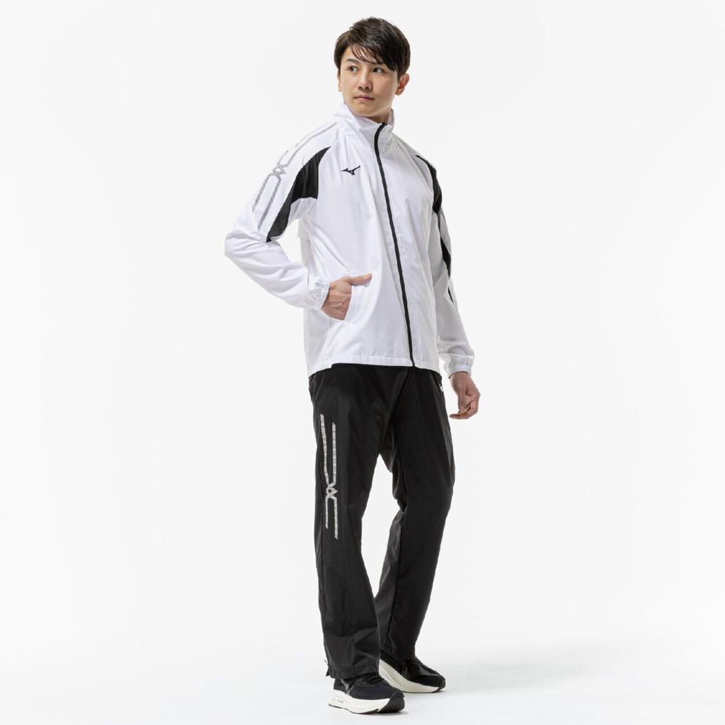 Training Wear MC Line Windbreaker Jacket Windproof 32MEC015 Unisex White X Black XL [Mizuno] Water-repellent