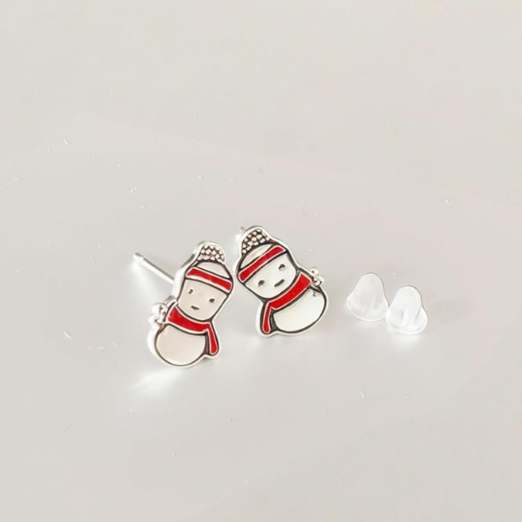 European Elk Snowman Christmas Earrings