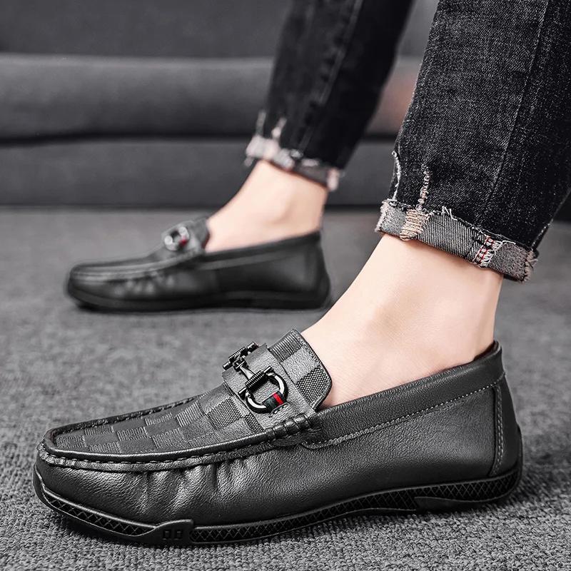 

Роскошный бренд Белые дышащие слипоны для вождения Кожаные мужские повседневные туфли Черные формальные мужские туфли Дизайнерские мужские лоферы 39