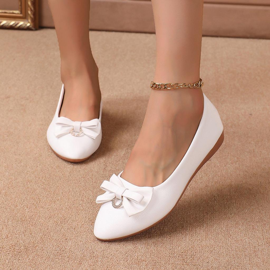 Wear Pointed Bows and Shallow Shoes Outside the Plus Size Flat Shoes, Casual Beanie Shoes
