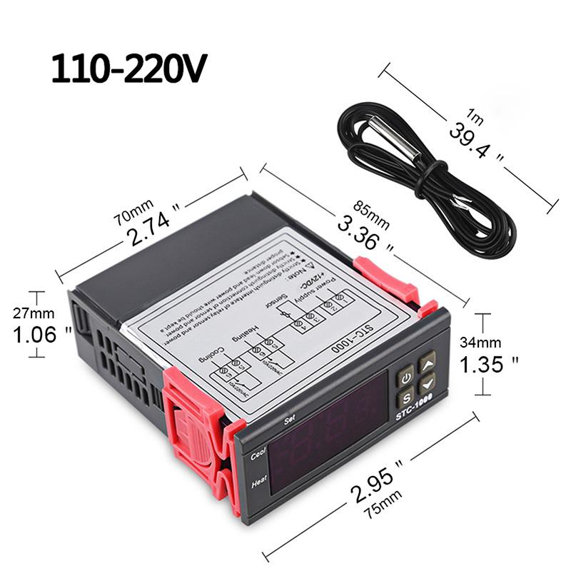

12 В 24 В 110-220 В цифровой микрокомпьютер регулятор температуры цифровой STC-1000 регулятор температуры термостат + датчик NTC зонд 110-220V