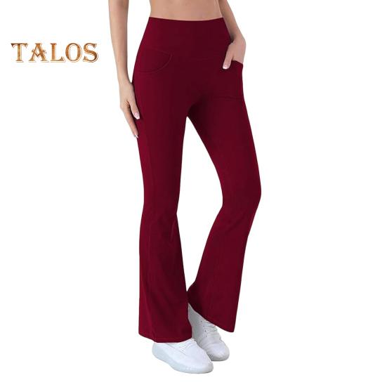 Women's Flared Yoga Pants High Waist Bootcut Workout Leggings with Pockets Stretchy Bell Bottom Trousers for Office Workout