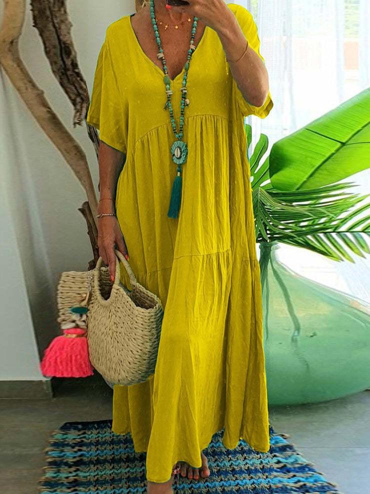 2026 spring and summer European and American WISH Amazon's new V-neck irregular multi-color multi-size long pendulum dress