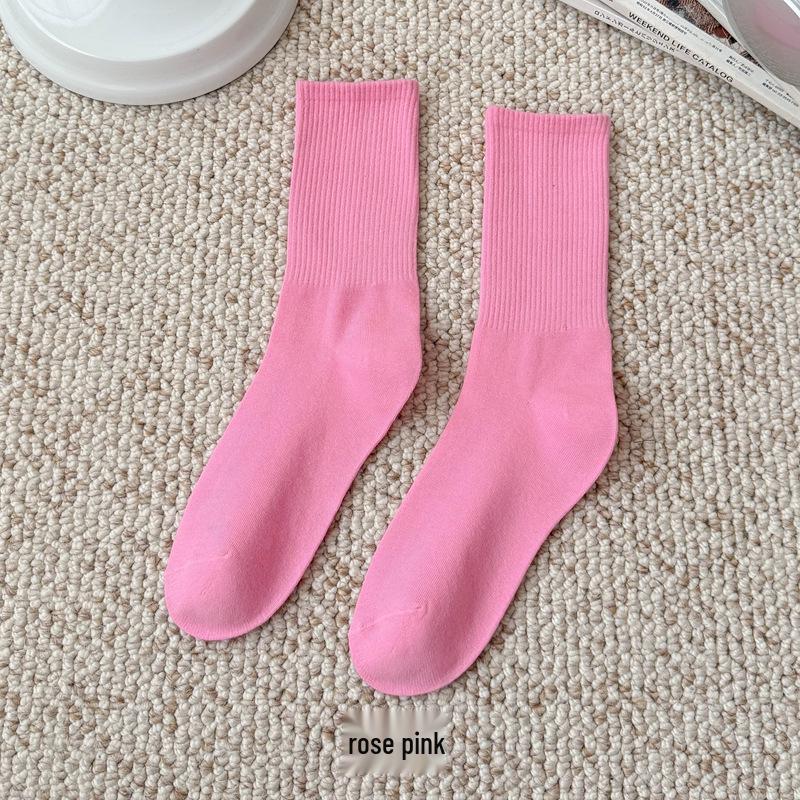 Bunte Damen Kniehohe Candy Color Scrunch Socken - Trendy, Ganzjährig, Mittelhoher Schaft, Einfache Tanz Baumwollsocken