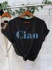 Plus Size, Women Plus Size Wo Casual CIAO Letter Print T Shirt Soft Short Sleeve Round Neck Top with