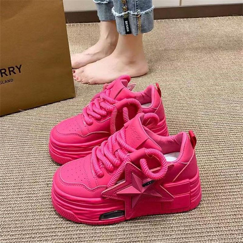 

Platform bread shoes women s 2025 spring and summer new big head board shoes heightening season popular sports and leisure versatile white shoes 38 червоний