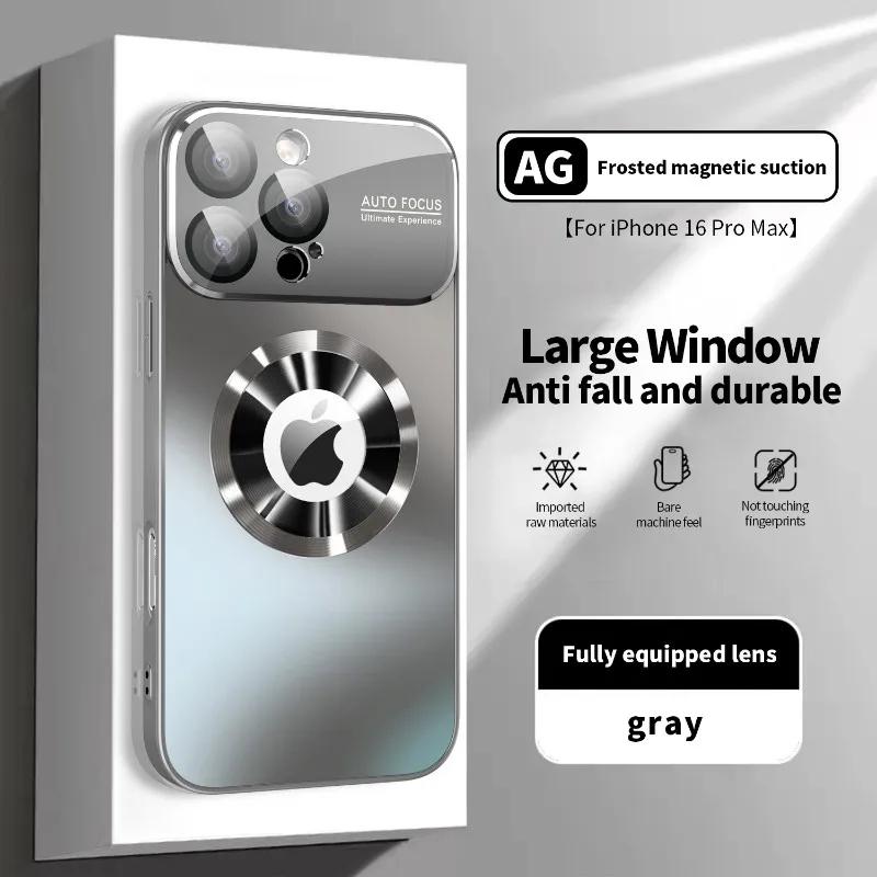 New Titanium Metallic Luxury Matte Case For iPhone 16 15 14 13 12 11 Pro Max Plus For Magsafe Glass Lens Camera Protection Cover