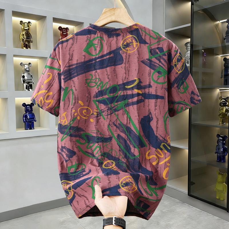 Men's Plus Size Graffiti Print Distressed T-Shirt – Casual Short Sleeve Tee (6XL-13XL)