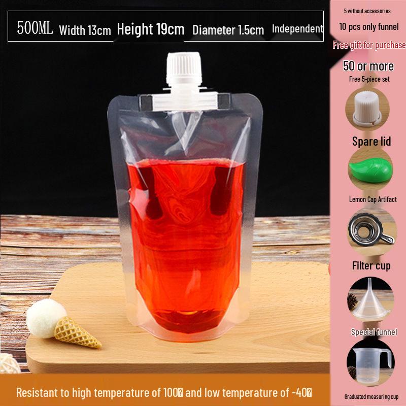 Disposable Transparent Spout Bag for Soy Milk, Chinese Medicine, Soup, or Beverages - Self-Standing and Convenient for Takeaway