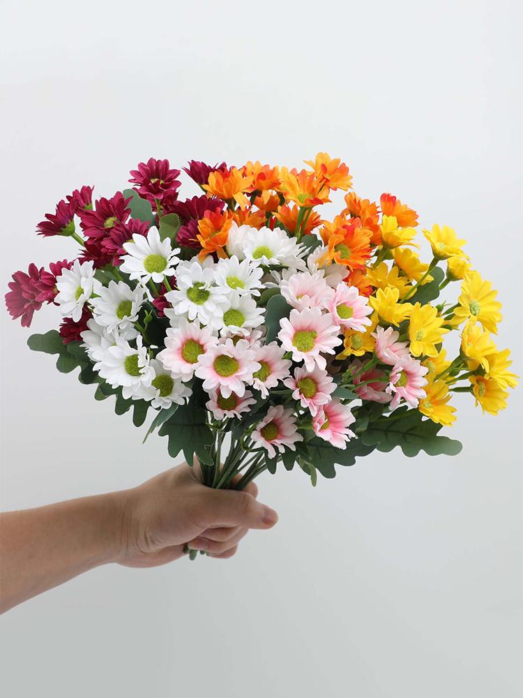 5 Bündel Künstliche Chrysanthemen Lebensechte Outdoor Sonnenuntergang Chrysanthemen Blumen Künstliche Gänseblümchen für Hochzeit Zuhause Tisch Gartendekor