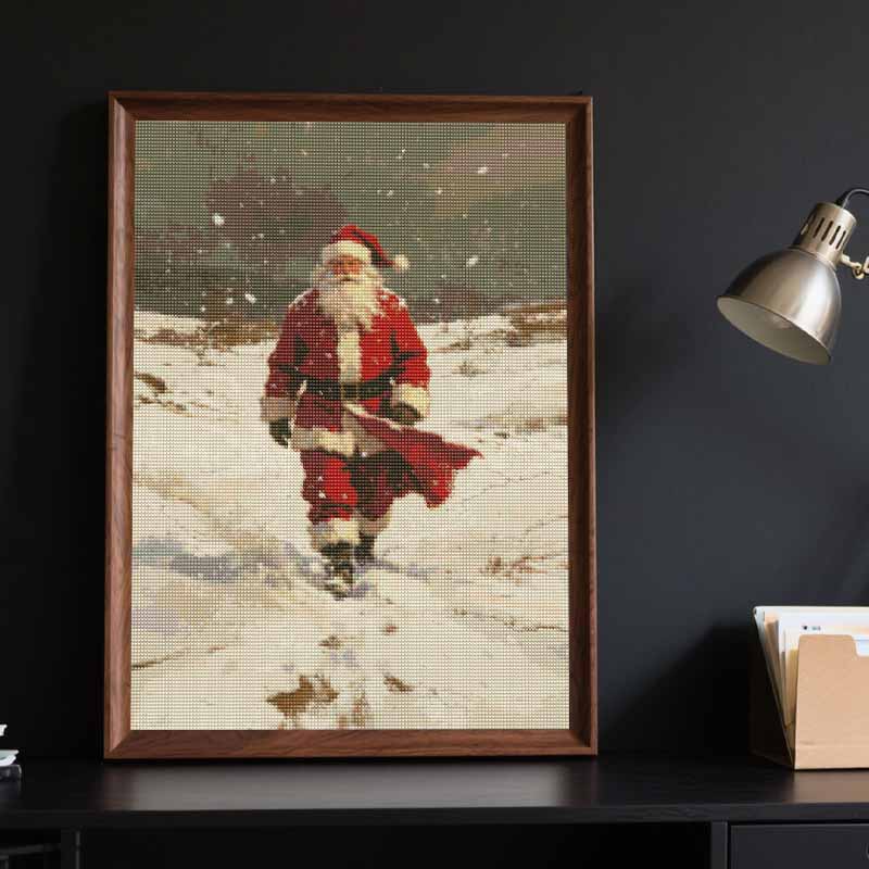 5D Diamond Painting Kit Christmas Santa Snow Scene Full Drill Canvas Art DIY Rhinestone Craft for Bedroom Living Room Wall Decoration