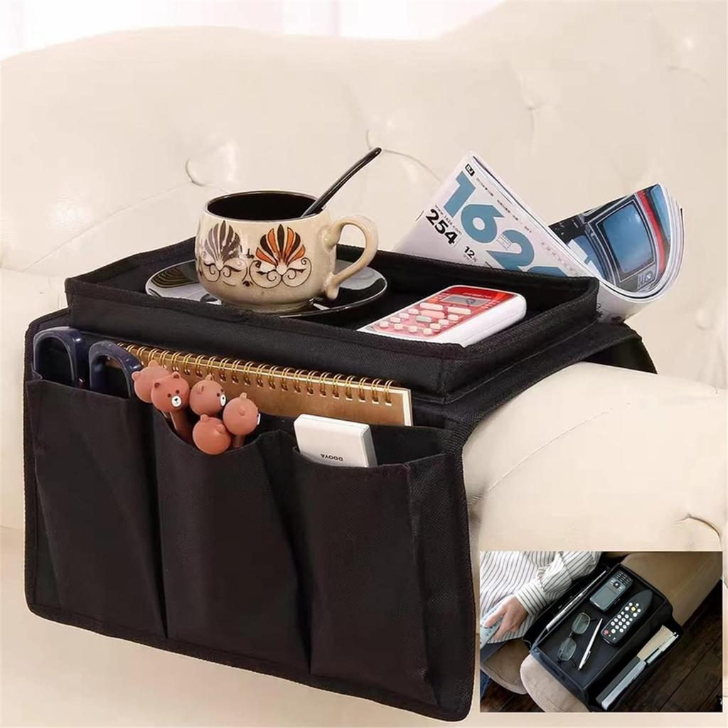 Sofa with Cup Holder No-Slip Couch Sofa Armrest Organiser Couch Remote Control Holder (Black)