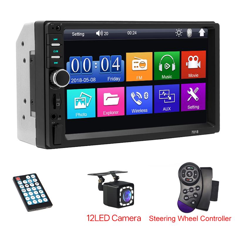 Car Radio 2 Din Bluetooth HD 7" Multimedia MP5 Player Touch Screen FM USB ISO Power Aux Input Support Rear View Camera Car Navigation Screen Dashcam