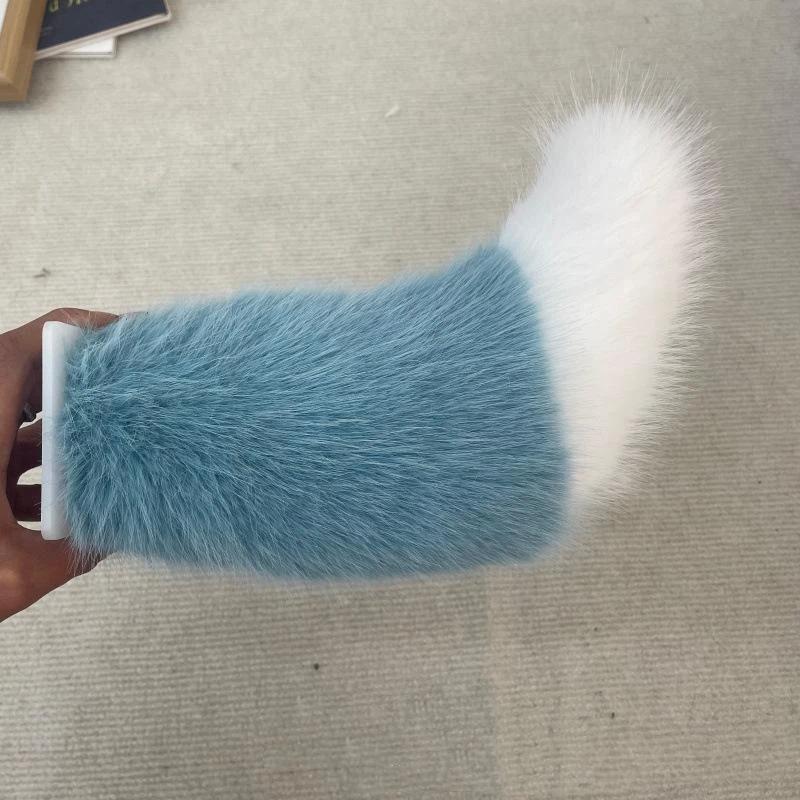 Peluş Tilki Kuyruğu Süsü Statik Ses Kontrollü Hareketli Dekor Kolye Motosiklet Elektrikli Araç Araba Arka Süsü İçin