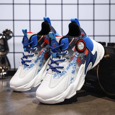 Buty dziecięce sportowe antypoślizgowe odporne na ścieranie buty do biegania lekkie oddychające sportowe niebieskie buty do piłki