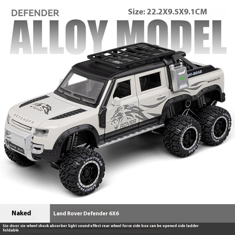 1/24 Scale Large  Land Rover Defender 6x6 Super Off Road Vehicle Alloy Diecast Model Car Sound & Light Child Toy Birthday Gift for Kids
