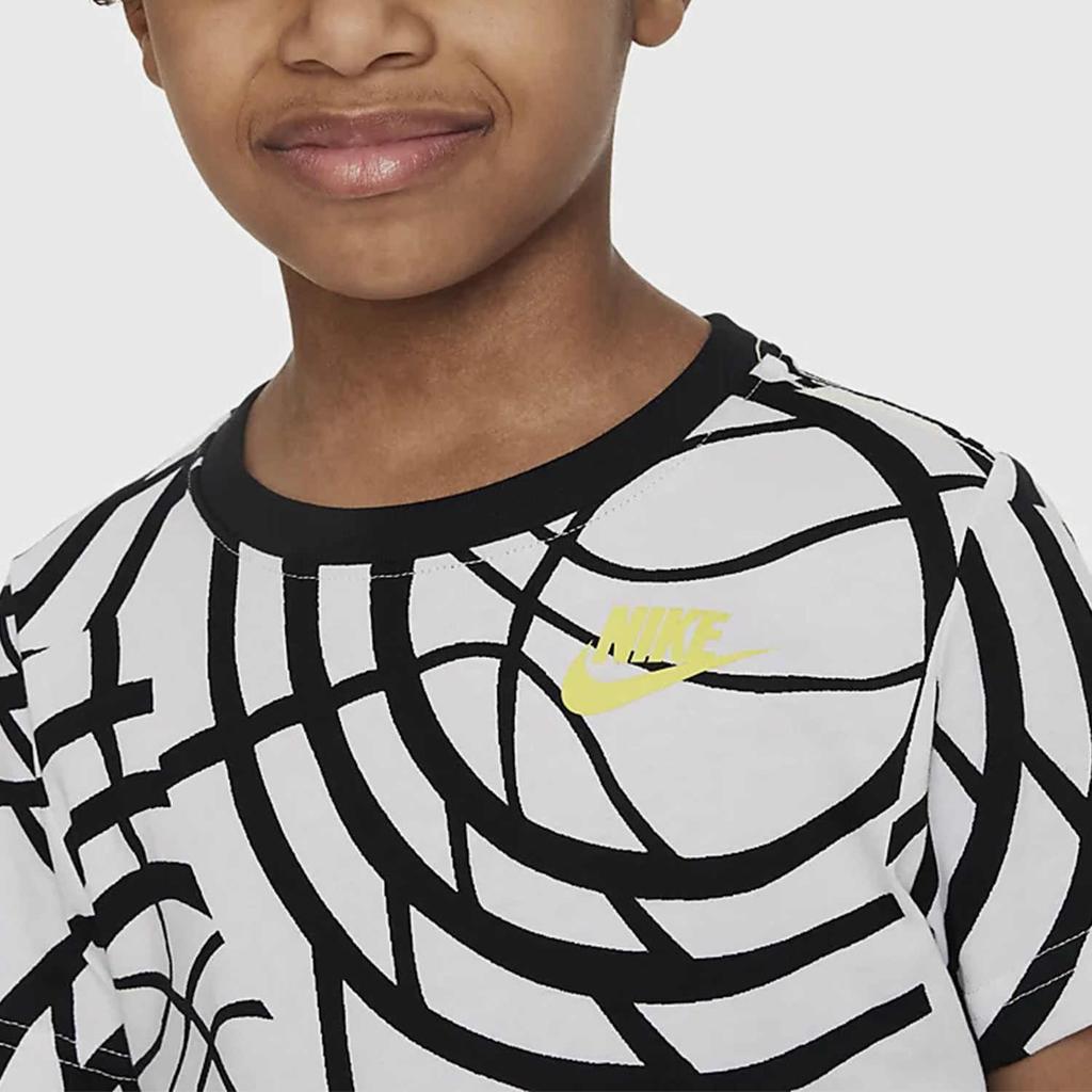 Nike Geometric Pattern Printed Round Neck Short Sleeve T-Shirt And Straight Leg Shorts Sports Set Kids sets FJ5173-010