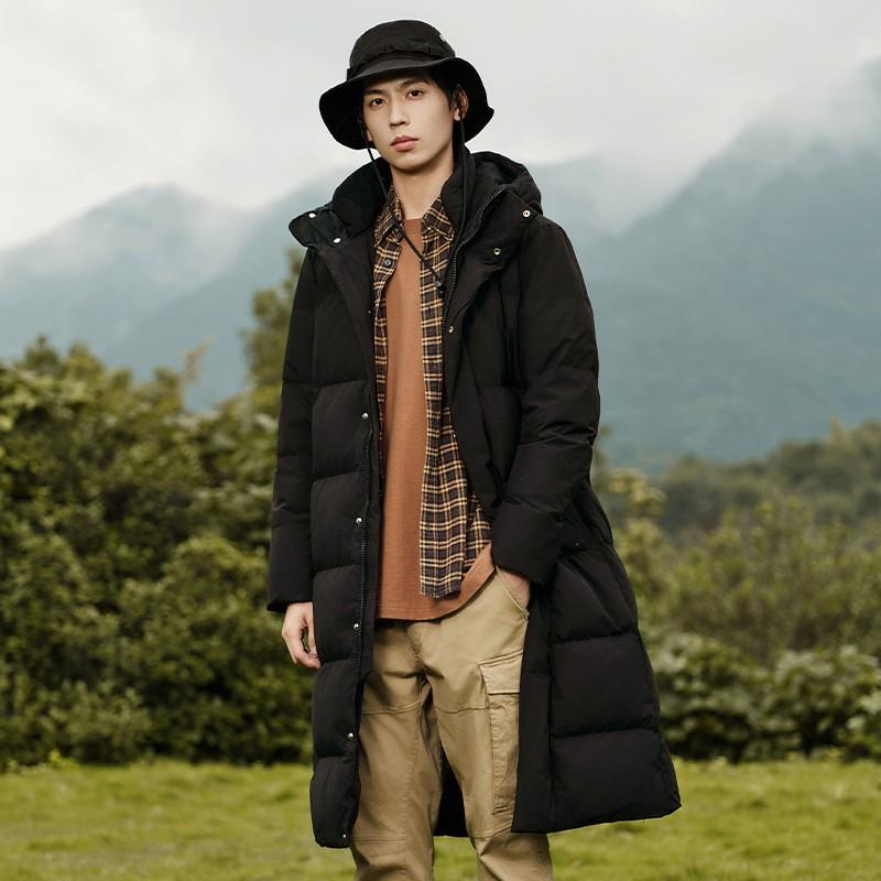 Mens Long Hooded Down Coat 90% White Duck Winter Warm Parka Oversized Fit Cold Weather