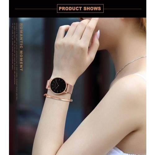 Hannah Martin Women's Analog Waterproof Watch ZJ0001, Cute and Simple, Made in Japan Movement, Stylish and Popular Gift (Rose Gold)
