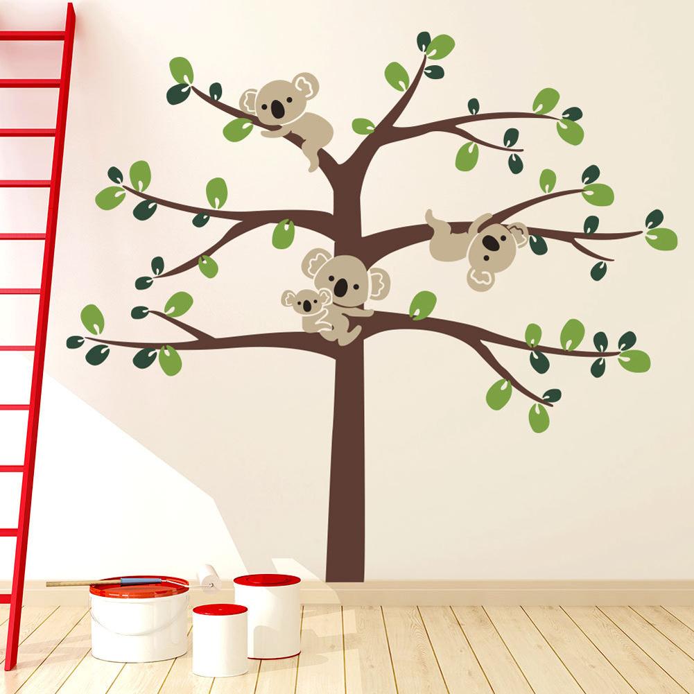 Cute Cartoon Koala and Tree Removable Wall Sticker Stylish Living Room Wall Paper Decoration