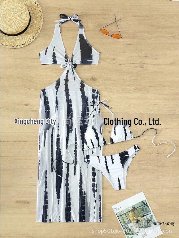 European & American Sexy Split Bikini Swimwear: Three-Piece Set with Beach Long Dress