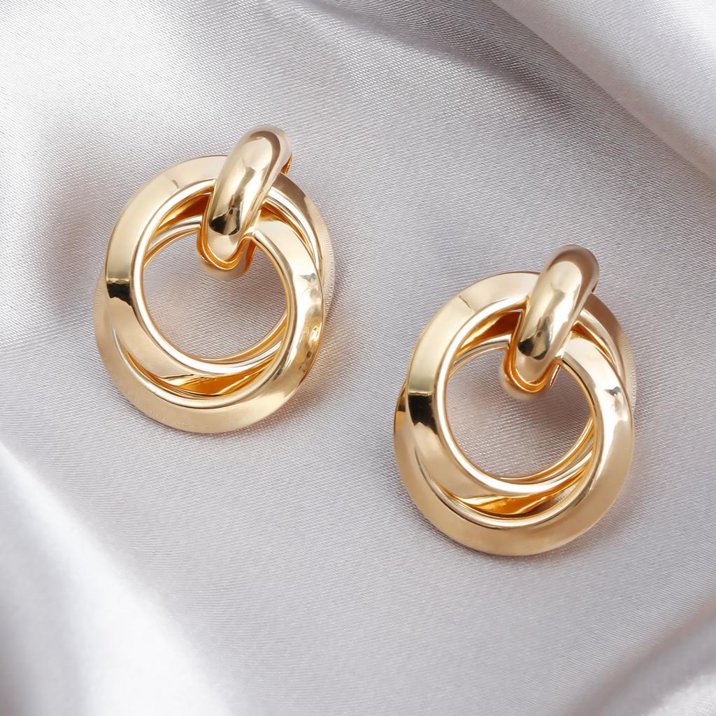 Style High-end Earrings, Trendy Geometric Double-hoop Earrings For Women