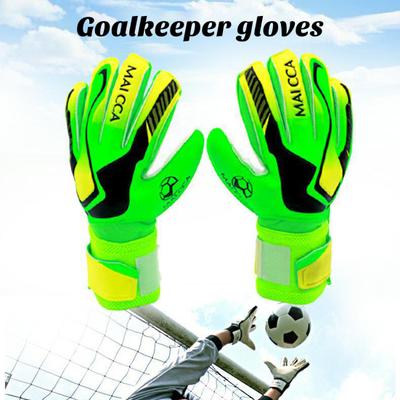 1 Pair Goalkeeper Gloves Thickened Wear-resistant Anti-slip Strong Grips Palms Five Fingers Color Matching Double Layers Wrist Protection Soccer