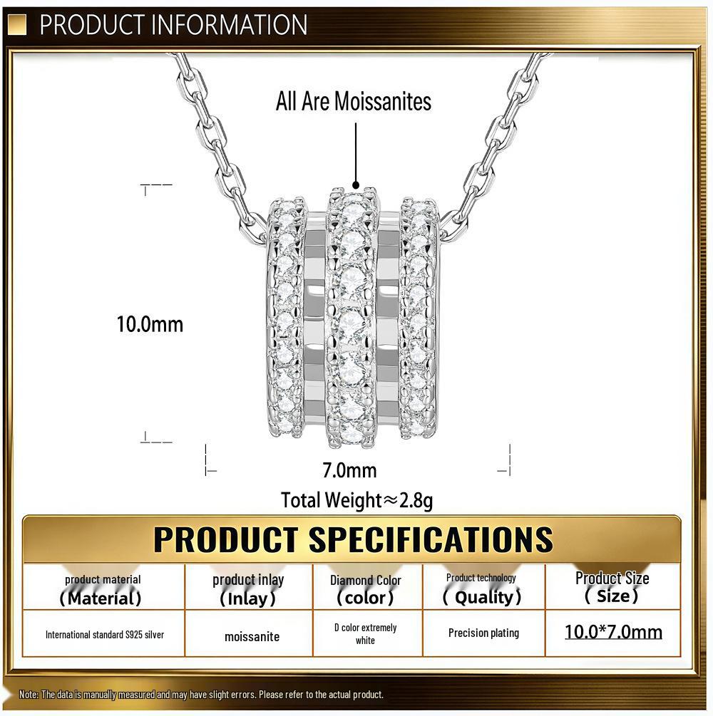 Korean Style S925 Sterling Silver Slim Waist Diamond Necklace for Women - Elegant and Luxurious Pendant