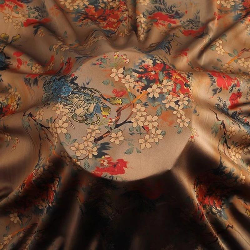 Chinese-style Imitation Silk Cloud Gauze High-end Fabric Soft Cotton Silk Printed Fabric DIY Cheongsam Dress Hanfu Clothing