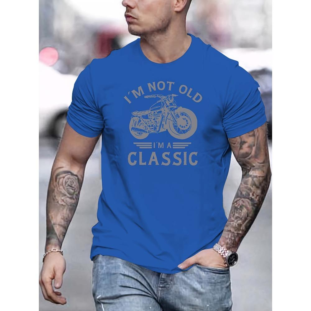 

Summer Men s Pure Cotton Casual Loose Oversized Classic Motorcycle Creative Printed Round Neck Short Sleeved T-shirt Top XXL