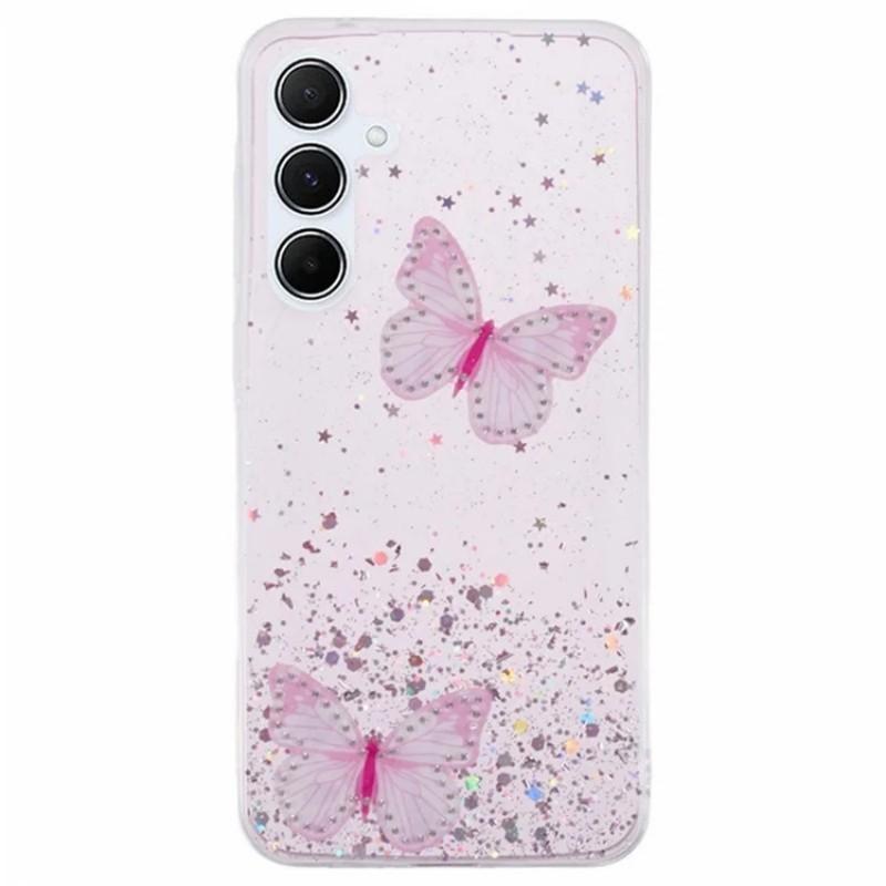 For Samsung Galaxy S25+ TPU Case WANLONFENG AW Series PVC Butterfly Epoxy Phone Cover with HD Film