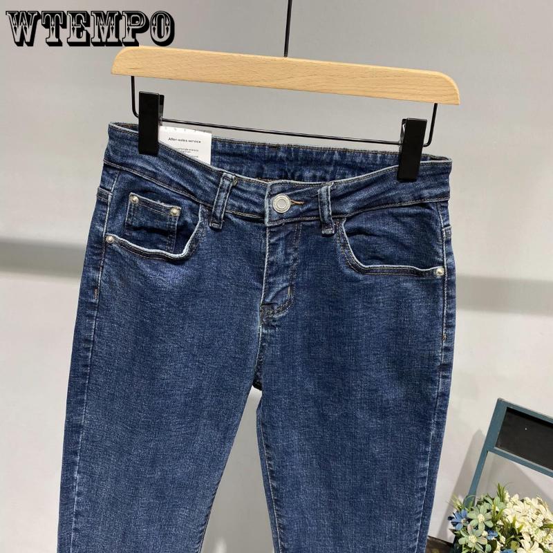 WTEMPO Sommer Herren Gerade Lockere Jeans Einfarbig Dünne Sektion Stretch Slim Jeans Einfache Lässige Atmungsaktive Dreiviertelhose