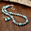 GemChic Women's New Vintage Turquoise Beads Chain Necklace Earrings Two Piece Set Ethnic Birthday Christmas Jewelry Gift