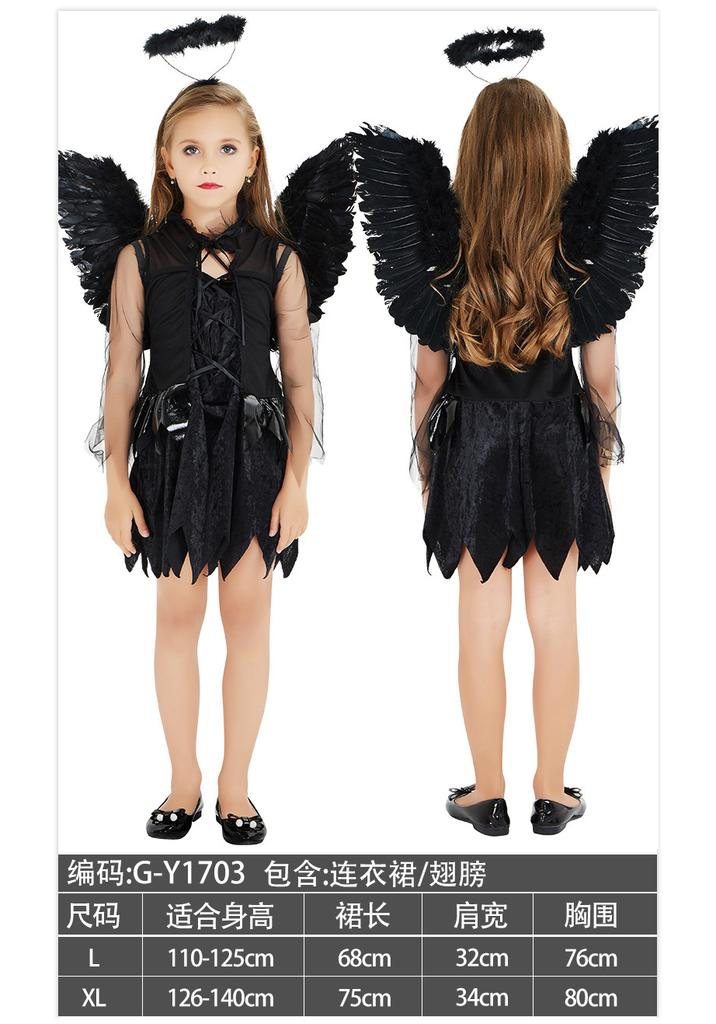 Halloween volwassen zwart-wit engel kostuum vampier demon feestkostuum maskerbal vrouwelijk grote maten showkleding